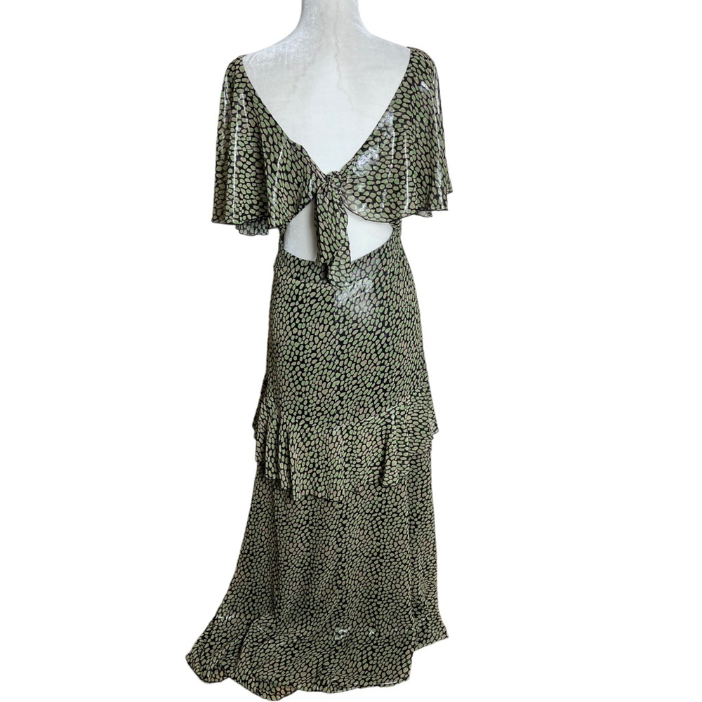Nocturne Ruffled Long Dress Open Back Size Large - Picture 7 of 12